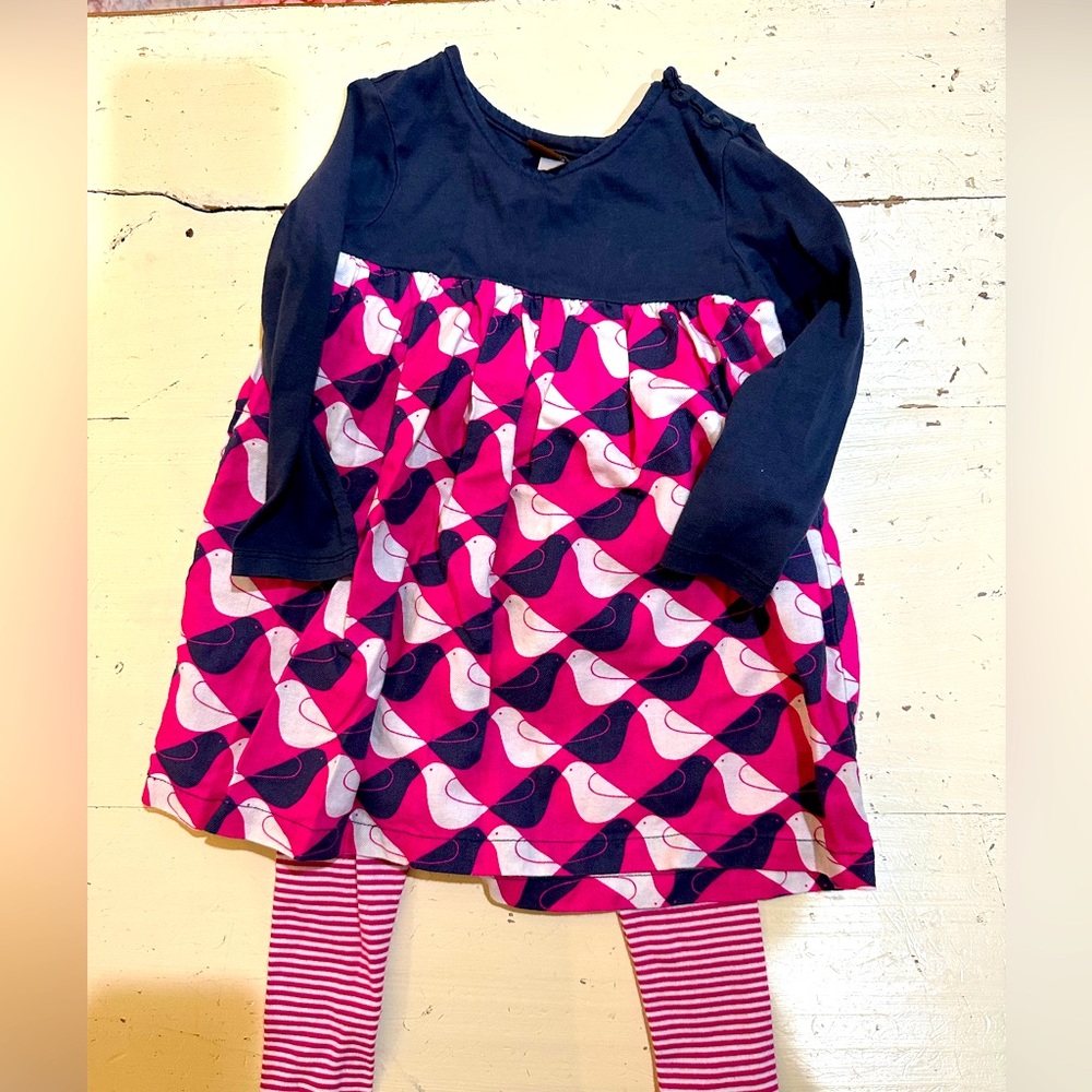 Tea collection girls 12-18 months outfit; leggings and dress